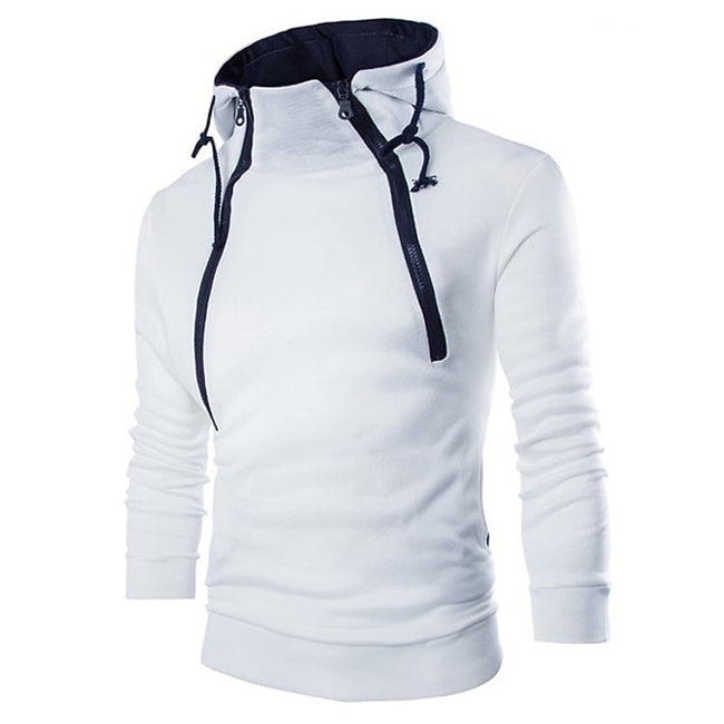 Men's Stand Collar Solid Color Zip Hoodies Sweatshirts