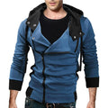 Men's Contrast Solid Color Zipper-up Hooded Jacket Active Hip Hop