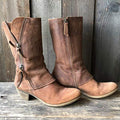Women'S Medium Chunky Heel Side Zip Leather Boots