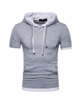 Vincent Solid Color Fake Two-piece Short-sleeved Hooded T-shirt