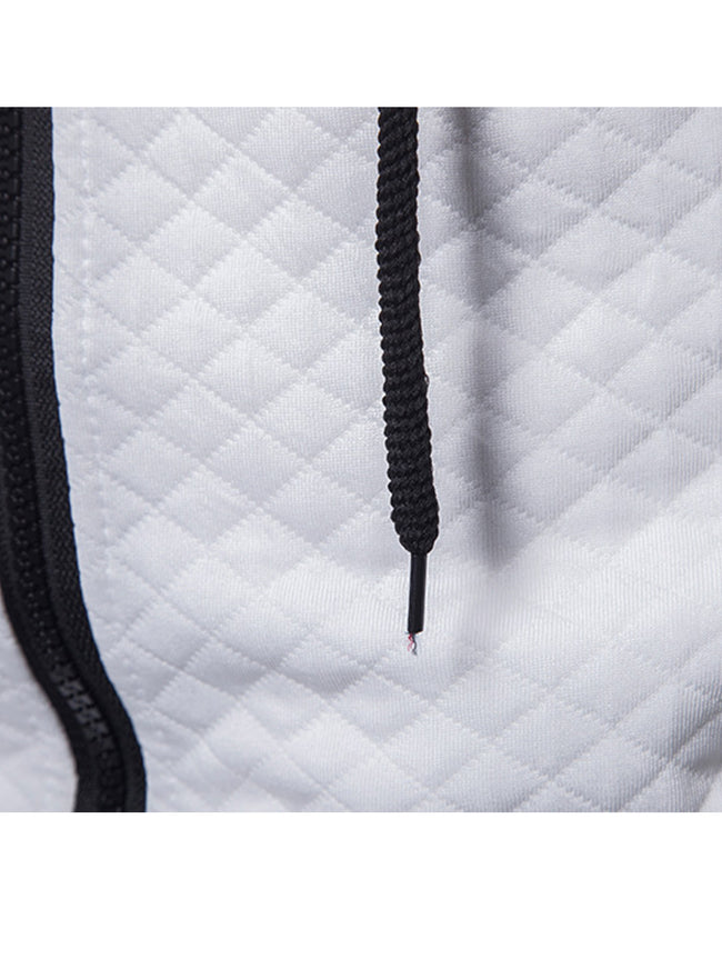 Men's Jacquard Small Check Hoodie Sweatshirt Jacket