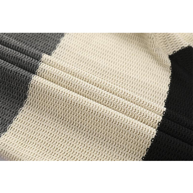 Men's Colorblock Striped Slim Fit Crew Neck Pullover Sweater