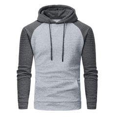 Men's Jacquard Check Color Block Pullover Hoodie Sweatshirts