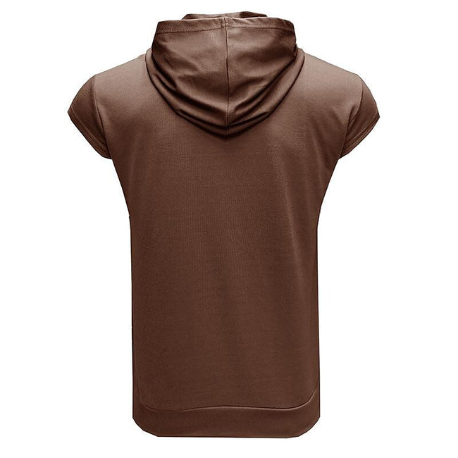 Men's Solid Color Casual Zipper Sports  Hoodie Tank Top