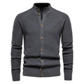 Men's Texture Pattern Stand Collar Knitted Cardigan