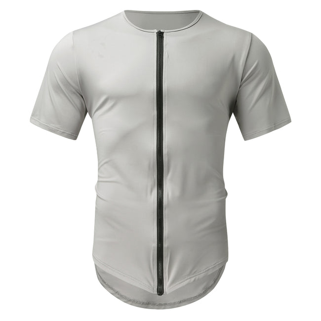 Patrick Zip Cardigan Round Neck Short Sleeve T-Shirt