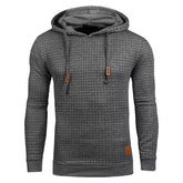 Men's Jacquard Small Check Pullover Basic Hoodie Sweatshirt