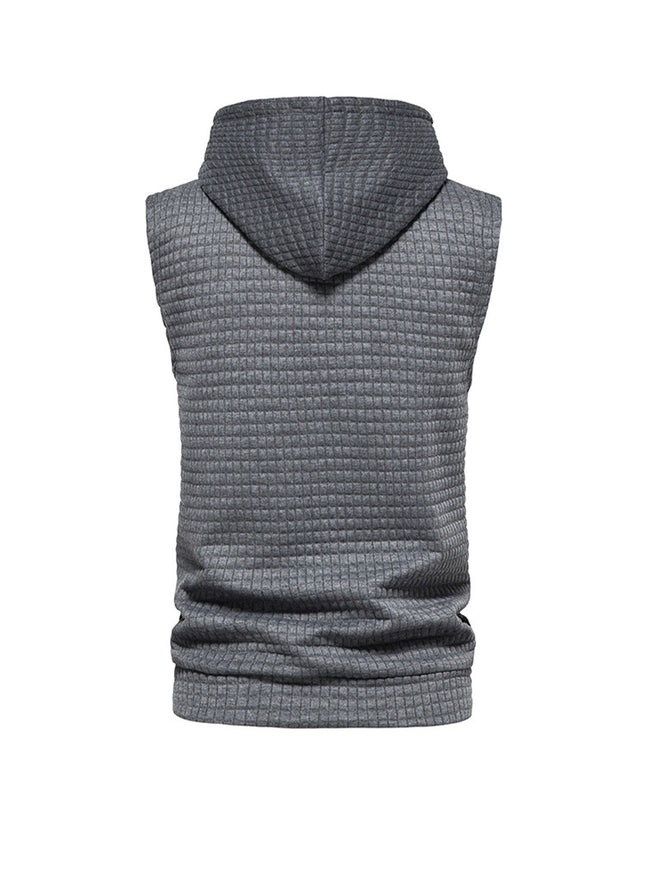 Men's Jacquard Small Check Pullover Hoodie Vest