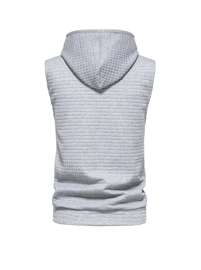 Men's Jacquard Small Check Pullover Hoodie Vest