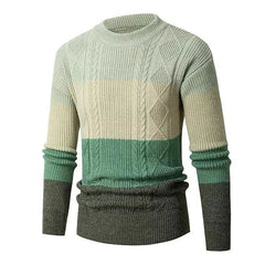 Men's Trend Colorblock Cable Crew Neck Pullover Sweater