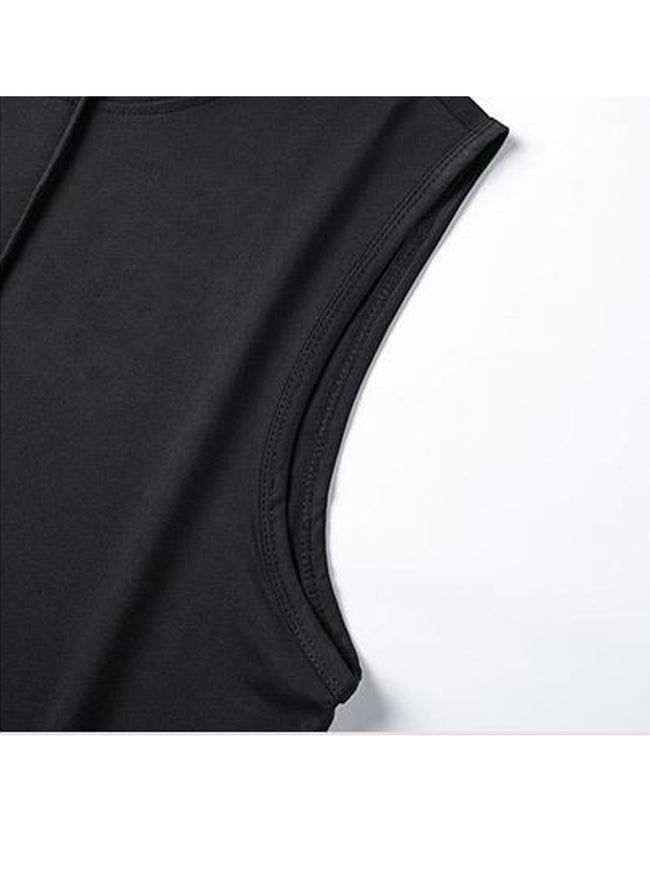 Ryan Drawstring Hooded High Low Hem Tank Top