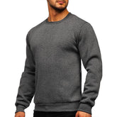 Men's Pullover Solid Color Fleece Crew Neck Sweatshirts
