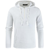 Men's Solid Color Cotton Linen Long-sleeved Half Zipper Pullover Shirt