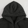 Men's Solid Color Fleece Zip-Up Drawstring Hoodie Sweatshirt