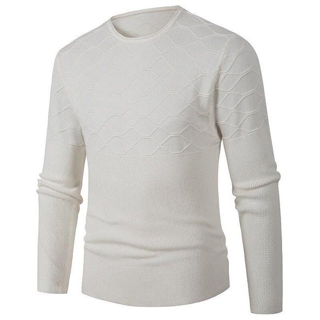 Men's Casual Solid Color Round Neck Pullover Sweater