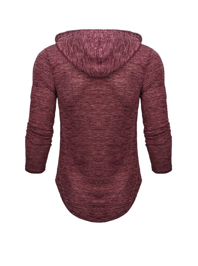 Men's Slub Yarn Hooded Long-sleeve T-shirt