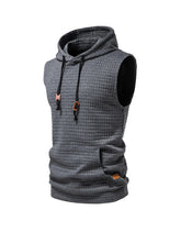 Men's Jacquard Small Check Pullover Hoodie Vest