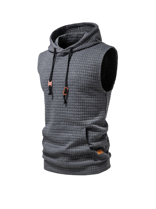 Men's Jacquard Small Check Pullover Hoodie Vest