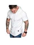 Men's Textured Solid Color High Quality Short Sleeve Pullover Hoodies Soft Breathable