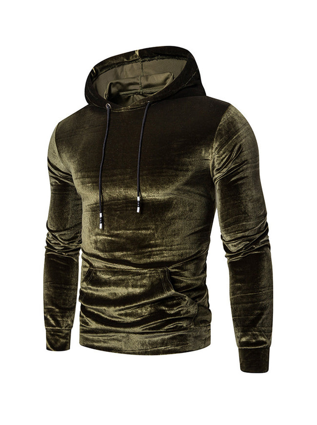 Men's Velvet Solid Color Pullover Hoodie Sweatshirts