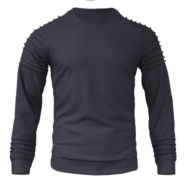 Men's Waffle Patchwork Crew Neck Raglan Sleeves Sweatershirt