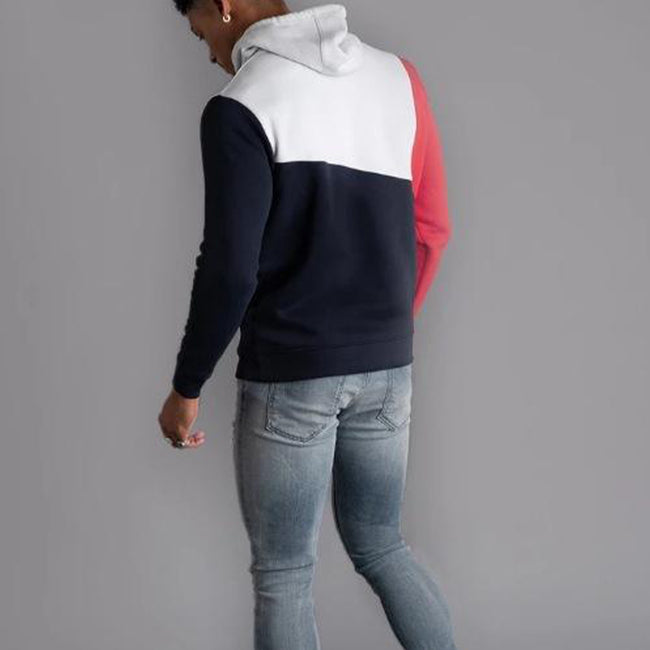 Men's Patchwork Contrast Hooded Sweatshirt