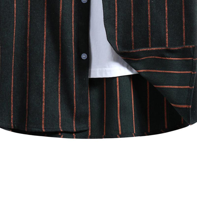 Men's Casual Hooded Striped Print Short-sleeved Shirt