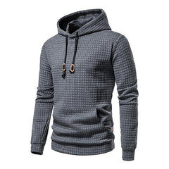 Men's Jacquard Small Check Solid Color Pullover Hoodie Sweatshirts