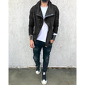 Men's Solid Color Hooded Slim Fit Fleece Diagonal Placket Sweatshirt