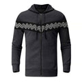 Men's Hooded Drawstring Pocket Zip Partial Print Detail Sweatshirt And Two-piece Set