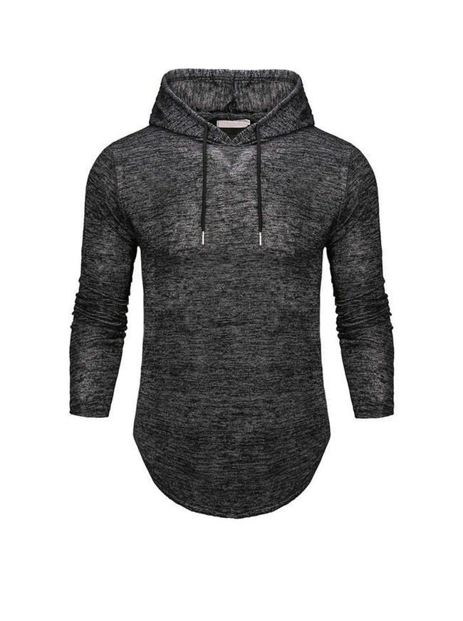 Men's Slub Yarn Hooded Long-sleeve T-shirt