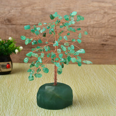Crystal Fortune Tree with Natural Stone Base and Leaves