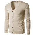 Men's Solid Color V-neck Knitted Cardigan