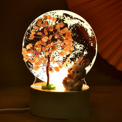 Natural Crystal Small Table Lamp Fortune Tree