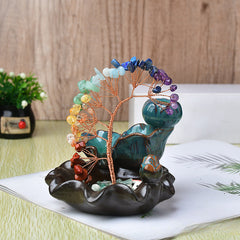 Natural Colorful Crystal Fortune Tree Incense Burner Crafts