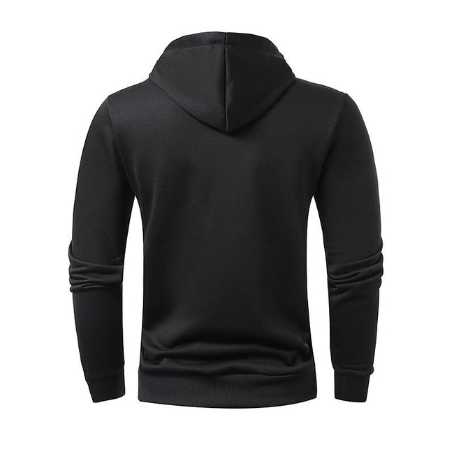 Men's Half Zip Pocket Solid Color Casual Sports Drawstring Hoodie