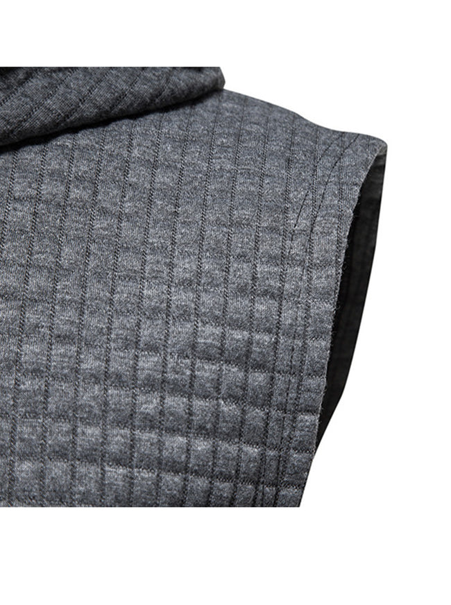 Men's Jacquard Small Check Pullover Hoodie Vest