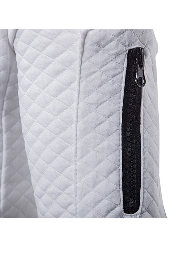 Men's Jacquard Small Check Hoodie Sweatshirt Jacket