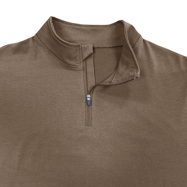 Men's Stand Collar Zip Solid Color Long Sleeve T-Shirt