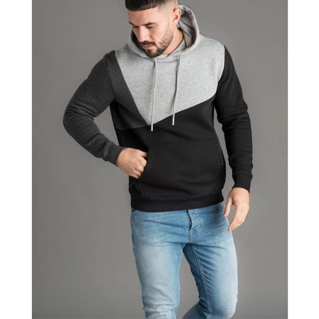 Men's Patchwork Contrast Hooded Sweatshirt