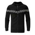 Men's Hooded Drawstring Pocket Zip Partial Print Detail Sweatshirt And Two-piece Set
