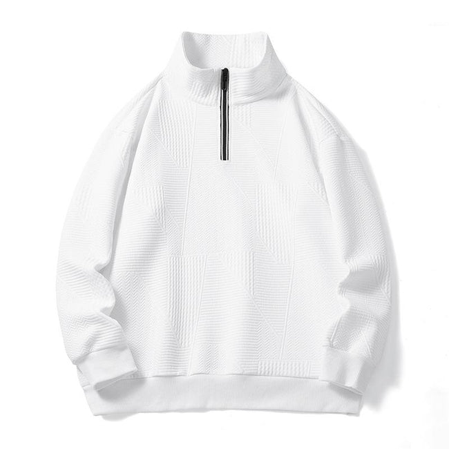 Men's Jacquard Drop Shoulder Half-zip Long Sleeve Sweatshirt