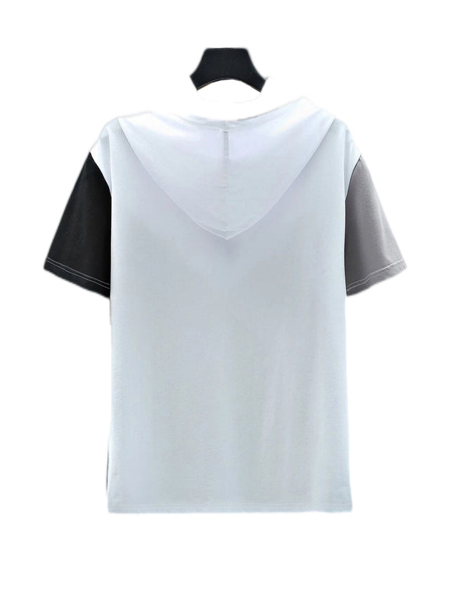 Mullins Color Block Patched Drawstring Hooded Tee