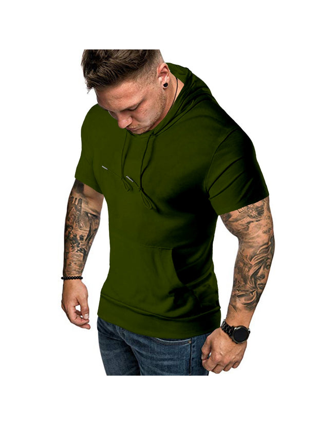 Ronald Solid Color Hooded Casual T-shirt