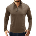 Men's Stand Collar Zip Solid Color Long Sleeve T-Shirt