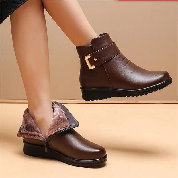 š„Last Day Promotion 50% OFF - Women's Metal Buckle Genuine Leather Wool Orthopedic Boots