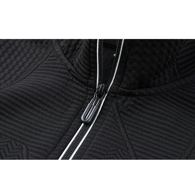 Men's Jacquard Drop Shoulder Half-zip Long Sleeve Sweatshirt