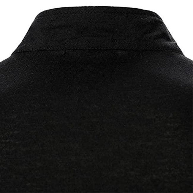 Men's Color Block Half Zipper Long Sleeve Polo T-shirt