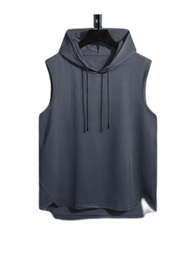 Ryan Drawstring Hooded High Low Hem Tank Top