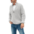 Men's Solid Color Turtleneck Zip Knit Cardigan